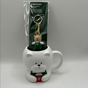 NWT Starbucks Limited Edition Bundle Bearista Mug Bearista Keychain White Green